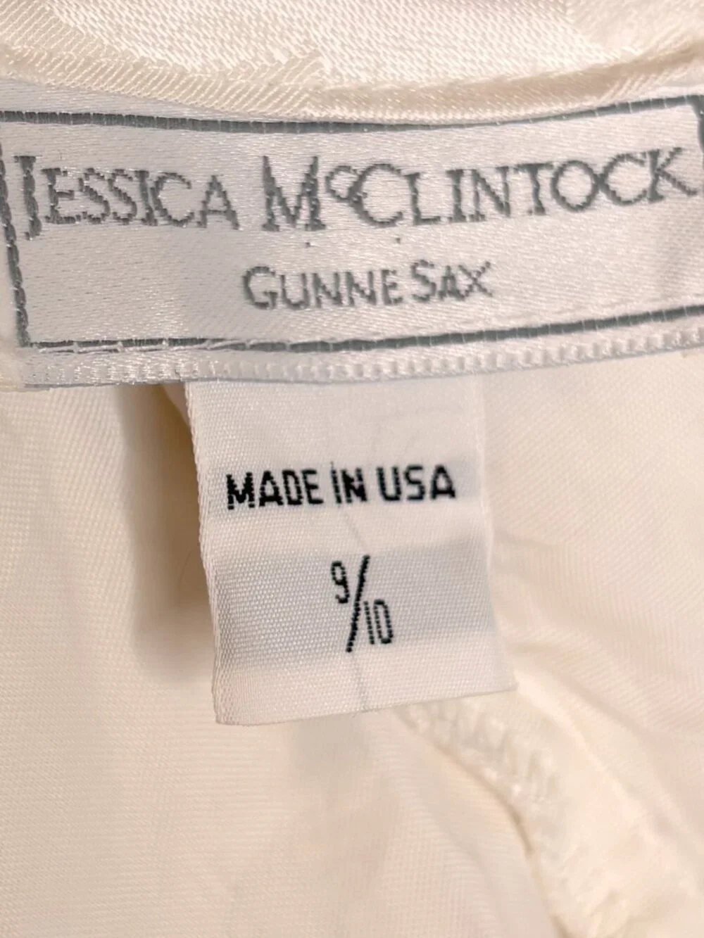 Vintage Jessica McClintock Gunne Sax White Embellished Jacquard Dress Size 9/10 - Picture 2 of 8